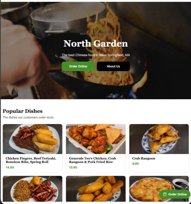 Example restaurant website